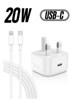 ELTRAZONE iPhone 13 Charger Plug and Cable, 20W USB C Plug with USB C Lightning Cable, USB C Apple Lightning Cable and iPhone Plug uk Charger for iPhone 13 Pro Max/12/12Mini/11/XR/XS/X/8  - Image 1