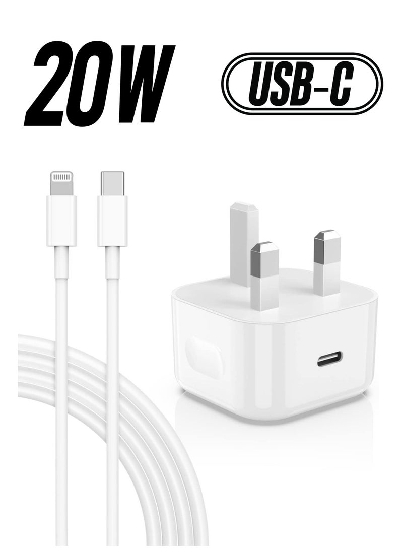 ELTRAZONE iPhone 13 Charger Plug and Cable, 20W USB C Plug with USB C Lightning Cable, USB C Apple Lightning Cable and iPhone Plug uk Charger for iPhone 13 Pro Max/12/12Mini/11/XR/XS/X/8  - Image 1
