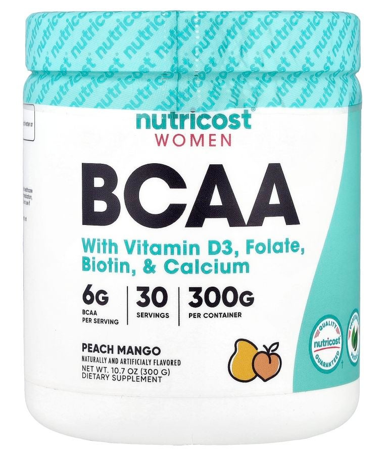 Women BCAA With Vitamin D3 Folate Biotin & Calcium Peach Mango 10.7 oz (300 g)