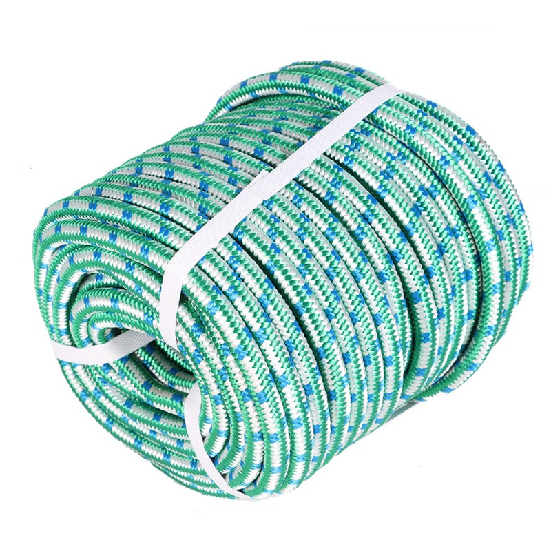 TINVHY 12Inch x 150FT Arborist Tree Rope 16 Strand Braided Polyester Rope High Strength Tree Rigging Rope for Halyard Sailboat Weathered Line Tree Work Swings RopeGreenWhite  Blue
