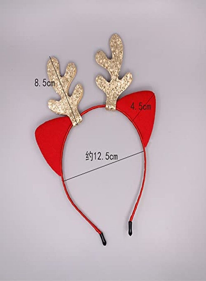 LSHDXD Christmas Headband Hair Hoop, Elk Antlers Cat Ear Glitter Hair bands Hair Accessories Headdress for Christmas Decorations Party Supplies. - Image 3