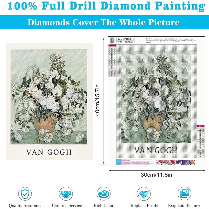 KICHANG 4 Pack Vintage Vase Diamond Art Kits for Adults Beginner, DIY Modern Diamond Painting 5D Round Full Drill Diamond Dots Gem Art Crafts with Tools,Funny Crafts for Home Wall Decor&Gift-12x16in - Image 4