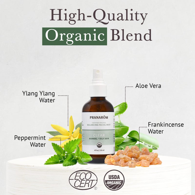 Pranarom Facial Mist (4oz / 120ml) - 100% Pure & Natural Essential Oil Facial Mist for Dry Skin Hydration & Toning (Clear (Oily Skin)) - Image 3