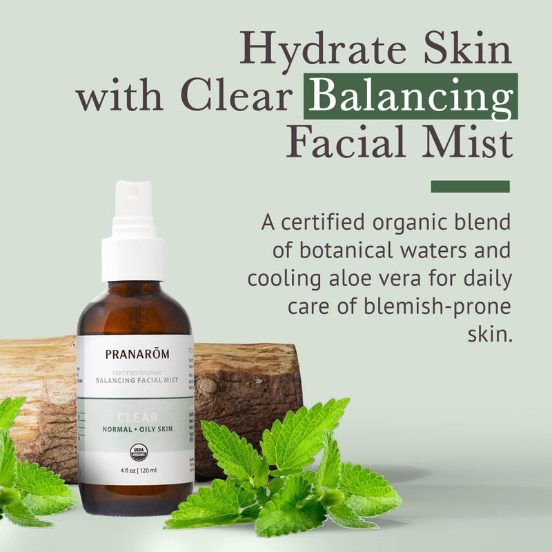 Pranarom Facial Mist (4oz / 120ml) - 100% Pure & Natural Essential Oil Facial Mist for Dry Skin Hydration & Toning (Clear (Oily Skin)) - Image 2