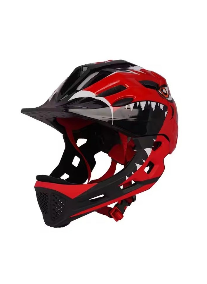 Generic - Kids Full Face Helmet for Cycling - Kids Bike Helmet MTB Mountain BMX Multi-Sport Detachable Helmet from Toddler to Youth (Red) - Image 1