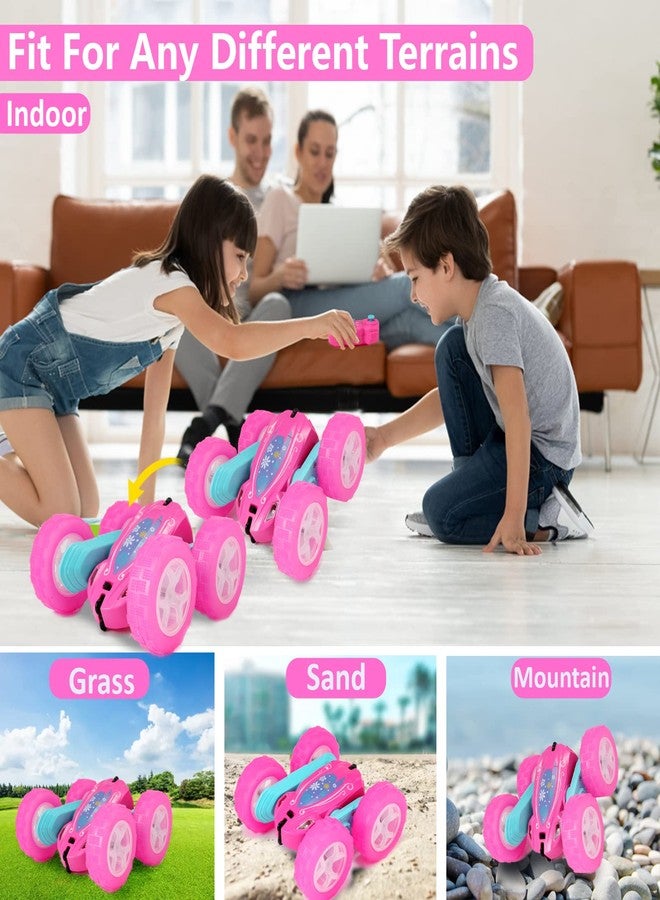FREE TO FLY Remote Control Car for Girls : Pink RC Car Double Sided 360°Flip Stunt Cars with Headlights & WheelLights Rechargeable Toy Car Birthday Gifts for Girl Kids Age 6 7 8 9 10 11 12 Year Old - Image 5