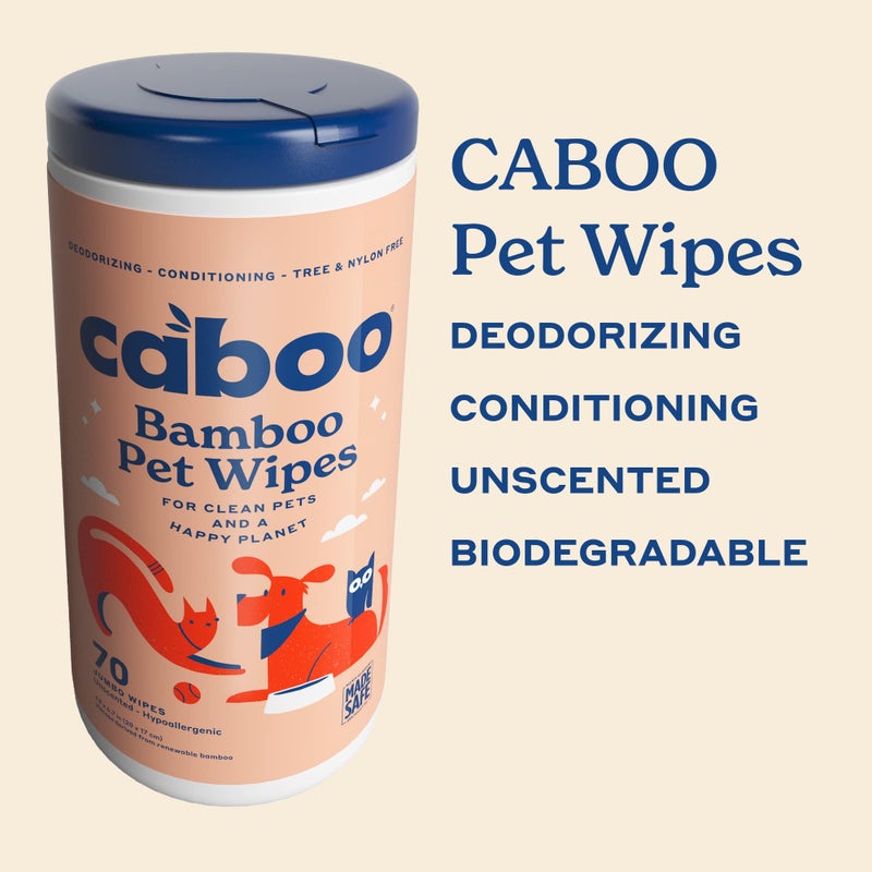 Caboo Tree Free Pet Wipes for Dogs & Cats, Natural, Deodorizing, Hypoallergenic Cleaning Wipes for Eyes, Ears, Paws, & Face (Unscented, 2 Canisters, Total of 140 Jumbo Wipe) - Image 4