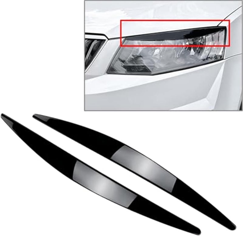 Vuzmode Glossy Black Headlight Eyelid Trim for Skoda Octavia MK3 - Image 2