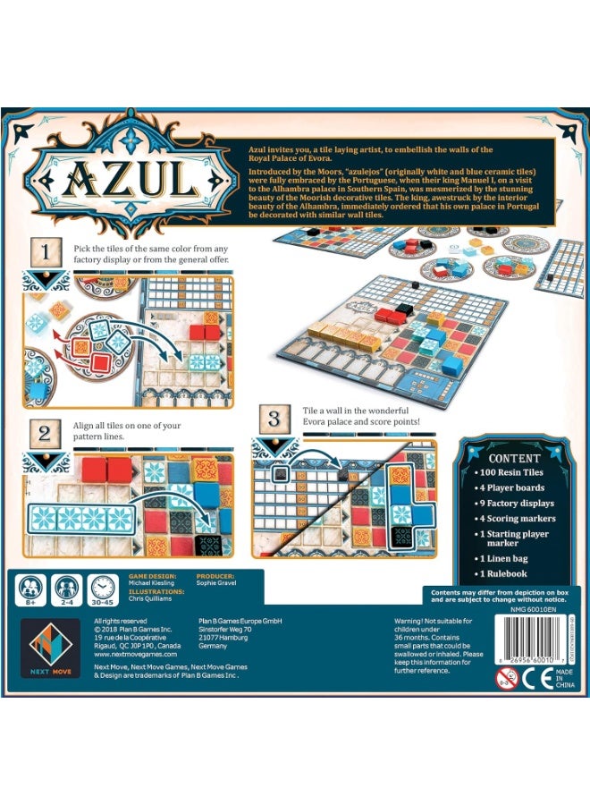 Azul Board Game - Award-Winning Tile-Placement Strategy Game, Beautiful Mosaic Art, Family Fun for Kids & Adults, Ages 8+, 2-4 Players, 30-45 Minute Playtime - Image 2