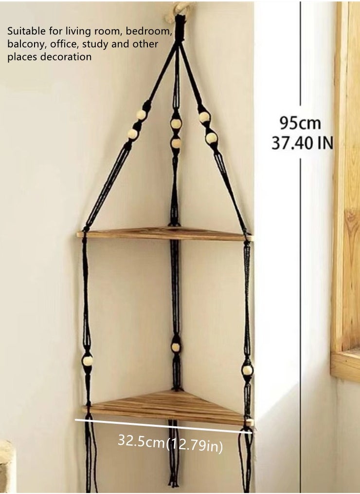 Kutis 2-Tier Woven Plant Display Stand Home Decoration Wall Hanging Display Stand 95x32.5 cm  - Image 3