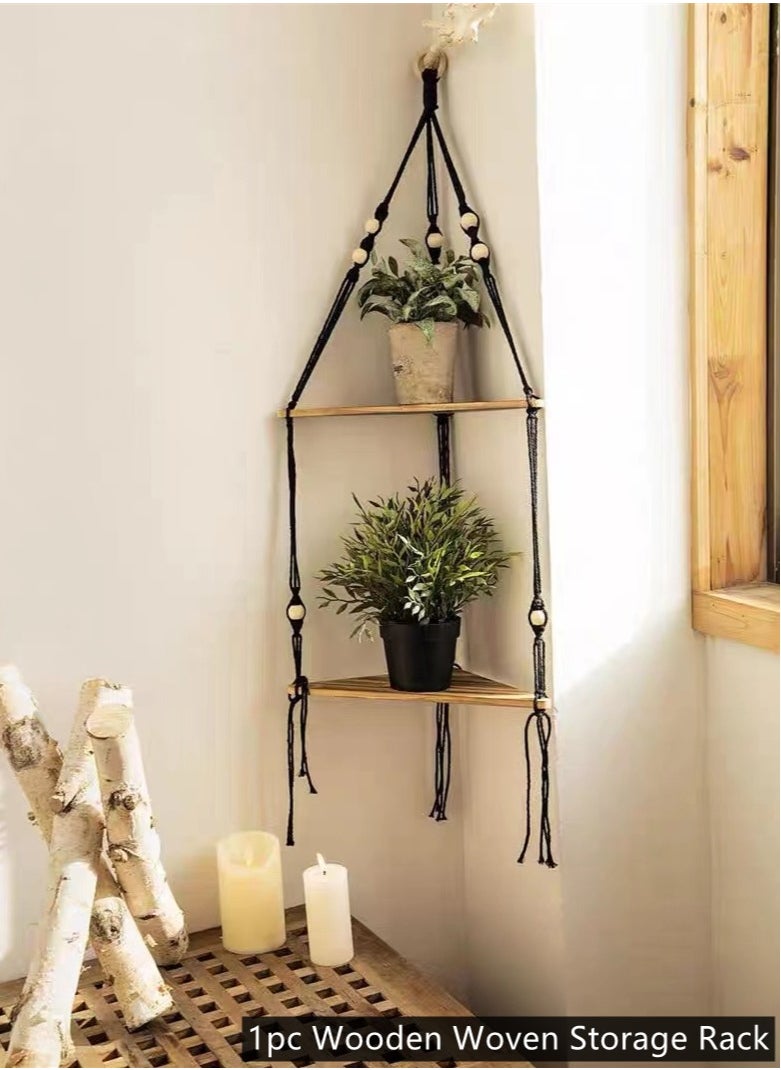 Kutis 2-Tier Woven Plant Display Stand Home Decoration Wall Hanging Display Stand 95x32.5 cm  - Image 2