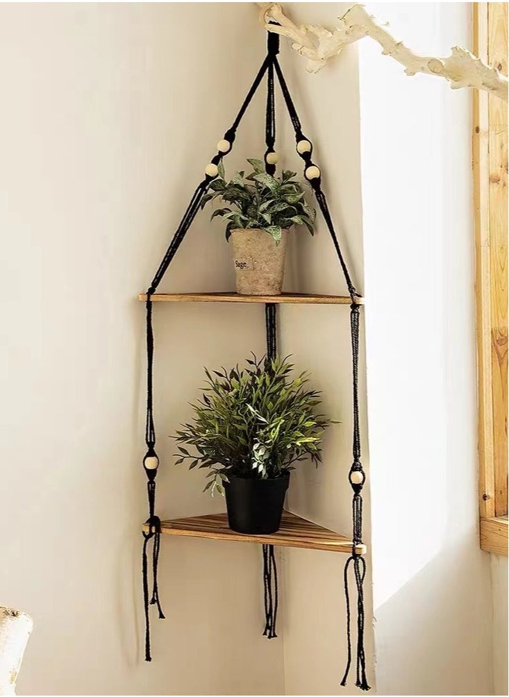 Kutis 2-Tier Woven Plant Display Stand Home Decoration Wall Hanging Display Stand 95x32.5 cm  - Image 1
