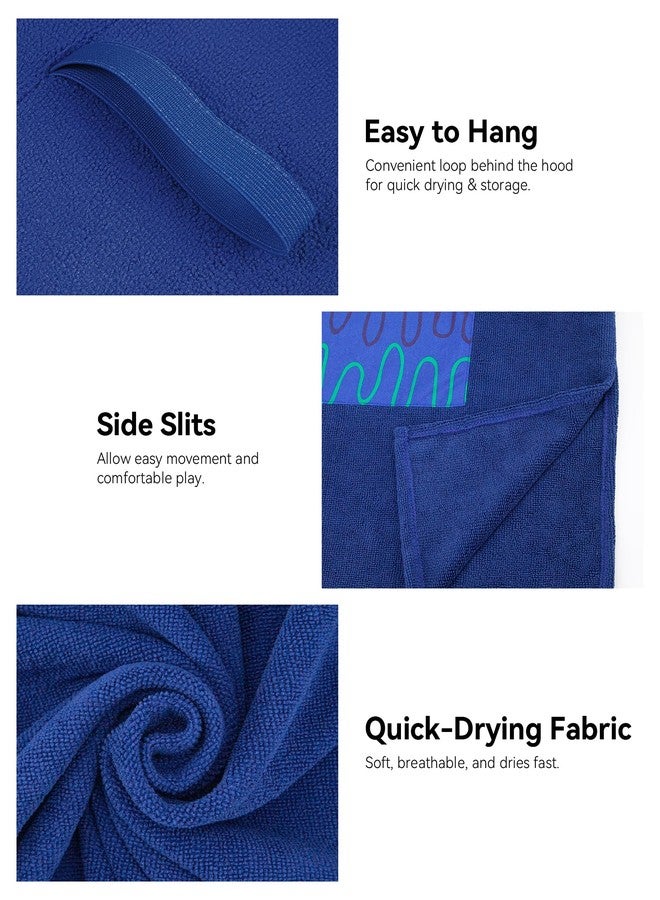 MissShorthair Towel Poncho for Kids, Hooded Beach Towel for Girl&Boy, Surf Poncho Swim Changing Robe Microfiber Bath Towel 11-14 Years Dark Blue - Image 2