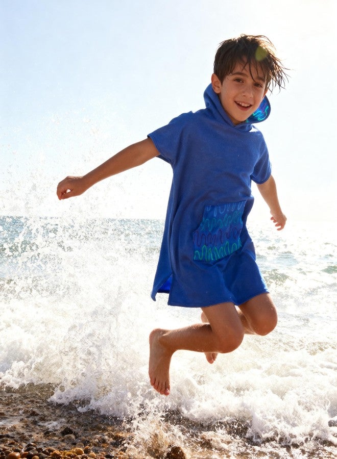 MissShorthair Towel Poncho for Kids, Hooded Beach Towel for Girl&Boy, Surf Poncho Swim Changing Robe Microfiber Bath Towel 11-14 Years Dark Blue - Image 4
