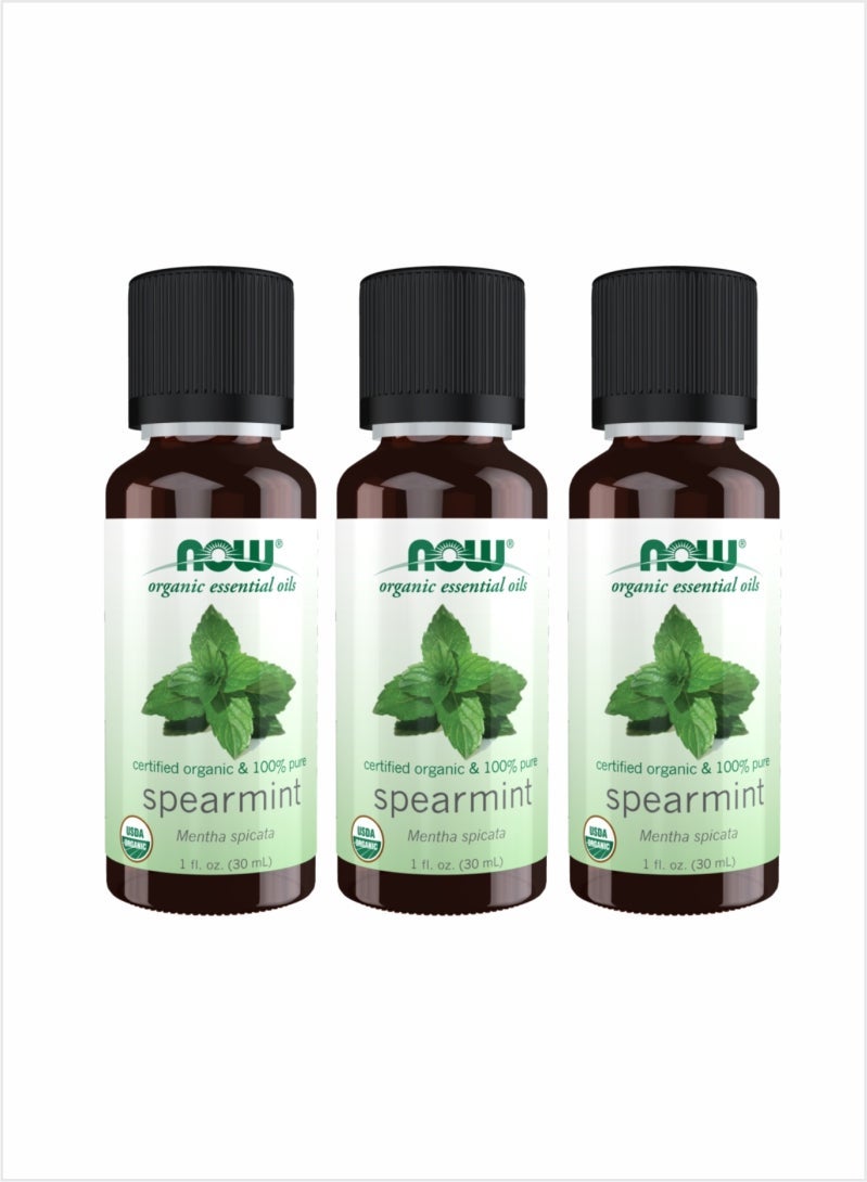 Now Essential Oils 100% Pure Organic Spearmint Oil – 30ml (Pack of 3)