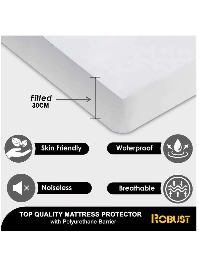 ROBUST - Robust Ultimate Protection Mattress Encasement–Fitted Waterproof Mattress Protector, Soft, Noiseless, Hypoallergenic, Durable With (90x200+30cm) Deep Pocket for a Comfortable Sleep-Single Size - Image 1