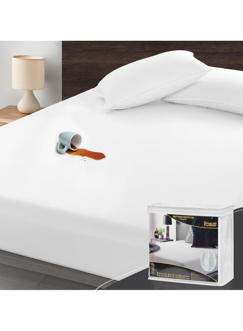 Robust Ultimate Protection Mattress Encasement (90x200+30cm) With Deep Pocket–Fitted Waterproof Mattress Protector, Soft, Noiseless, Hypoallergenic, Durable for a Comfortable Single Size - Image 1