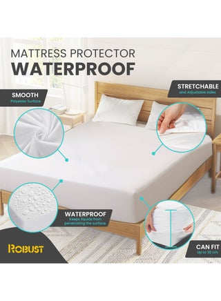 Robust Ultimate Protection Mattress Encasement (90x200+30cm) With Deep Pocket–Fitted Waterproof Mattress Protector, Soft, Noiseless, Hypoallergenic, Durable for a Comfortable Single Size - view 4