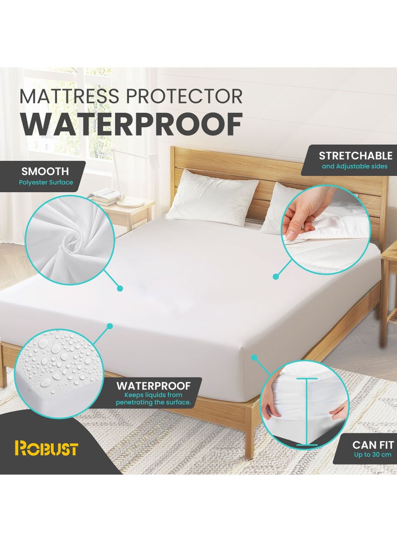 Robust Ultimate Protection Mattress Encasement (90x200+30cm) With Deep Pocket–Fitted Waterproof Mattress Protector, Soft, Noiseless, Hypoallergenic, Durable for a Comfortable Single Size - Image 4