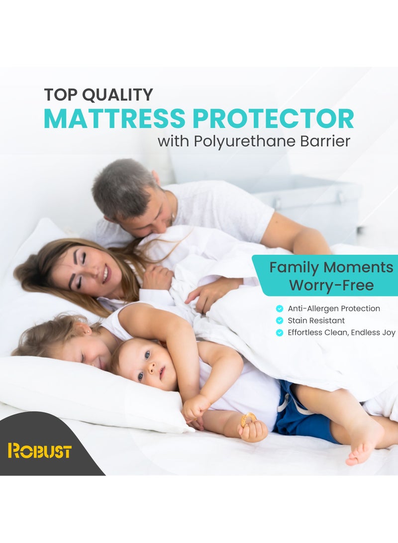 Robust Ultimate Protection Mattress Encasement (90x200+30cm) With Deep Pocket–Fitted Waterproof Mattress Protector, Soft, Noiseless, Hypoallergenic, Durable for a Comfortable Single Size - Image 5