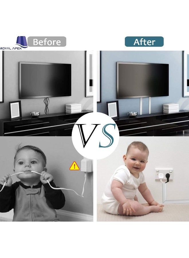 Royal Apex 90Cm Square Cable Box Self Adhesive Pvc Trunking White Wall Cord Cover Cable Concealer On-Wall Wire Cover Paintable Cable Management Raceway To Hide Wires Pack Of 3 50X50Mm - Image 3