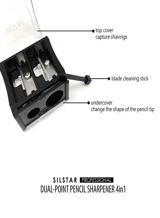 Silstar Professional 4-in-1 Dual-Point Pencil Cosmetic Sharpener; Two Hole Crayon Lipstick and Kajal Sharpener; Suitable for 8mm and 12mm Pencil (Pack of 1) - Image 4