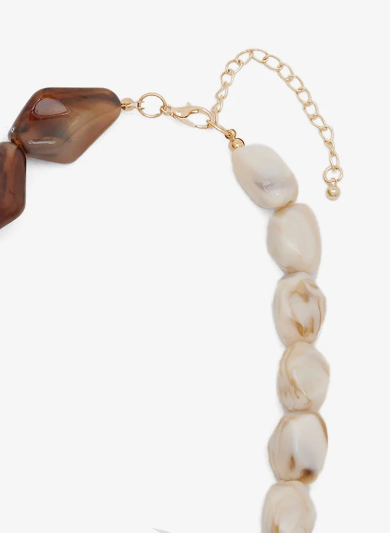 Ella Blue Stone & Shell Beaded Necklace for Women | Best Price UAE