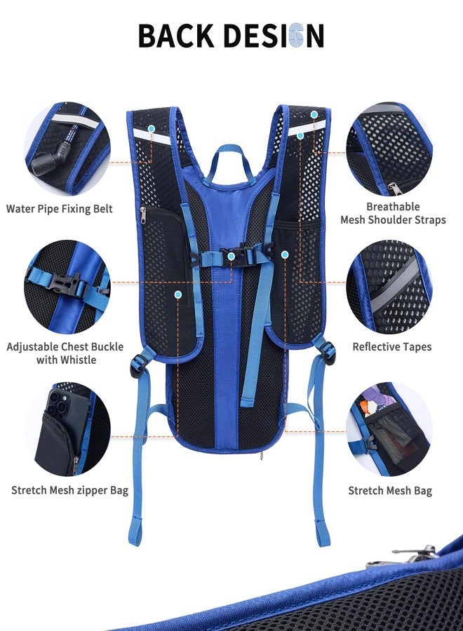 Blue Quartz Hydration Backpack with 2L Water Bladder, Hiking Water Backpack for Women Men, Lightweight Cycling Daypack with Phone Pocket & Helmet Net Bag, Hydration Pack for Biking, Running, Skiing - Image 3
