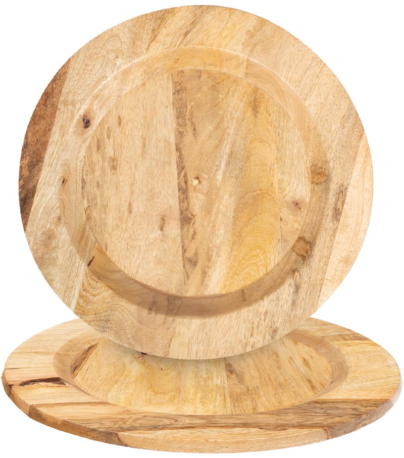 CLEENTABLE 13 Handcrafted Wood Serving Charger Plates  Rustic Natural Tableware for IndoorOutdoor Dining Weddings  Holidays