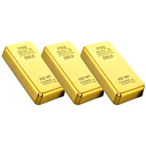 Saugat Traders Metal Gold Bar Paperweight for Office Table Desk Accessories Gifting Items Gift for Diwali New Year Corporate Clients Doctors Teachers Coworkers Pack of 3 - Image 1