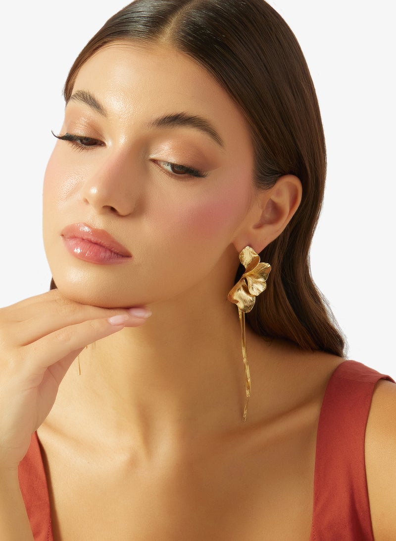 ELLA Gold Statement Drop Down Earrings - Image 3