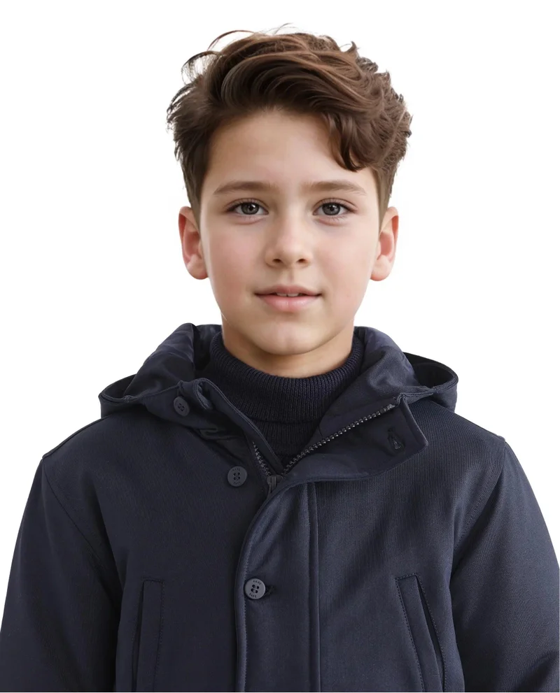 Rare Ones Rare Ones Kids Royce Navy Full Sleeve Cotton Zipper Regular Fit Solid Jacket