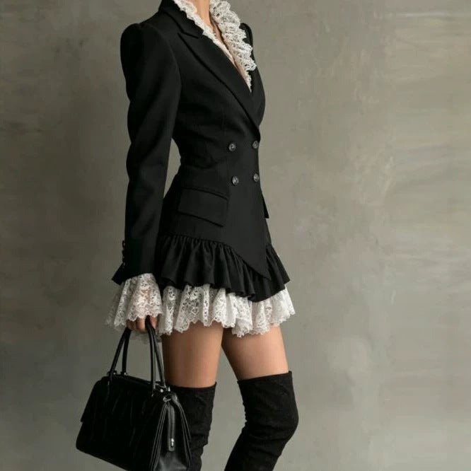 فستان نسائي بأكمام طويلة بتصميم كونتراست - Image 4