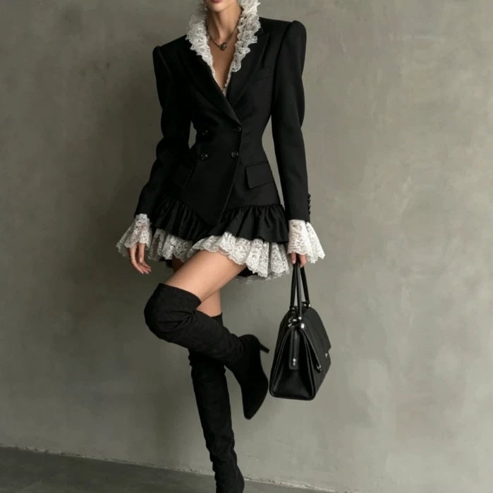 فستان نسائي بأكمام طويلة بتصميم كونتراست - Image 1