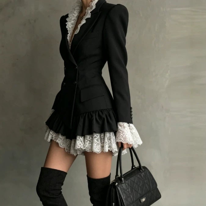 فستان نسائي بأكمام طويلة بتصميم كونتراست - Image 3