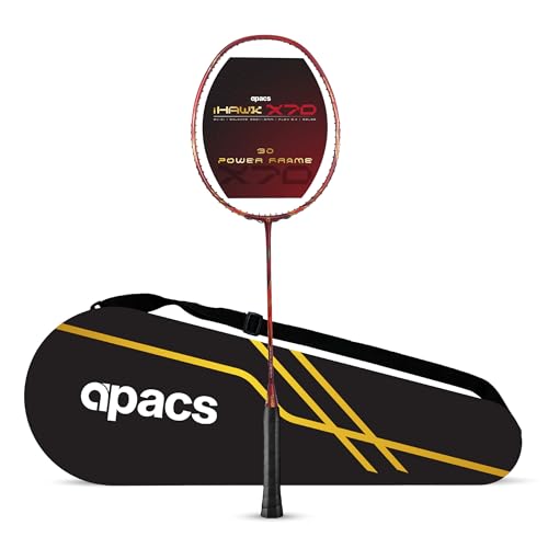 Apacs iHawk X70 (Unstrung) Full Graphite Ultra Strong Carbon Fibre (75-79g) | 35 LBS Max Tension | 3D Power Frame | Made in Vietnam Badminton Racket with Full Cover (Maroon) (All Rounder) - Image 1