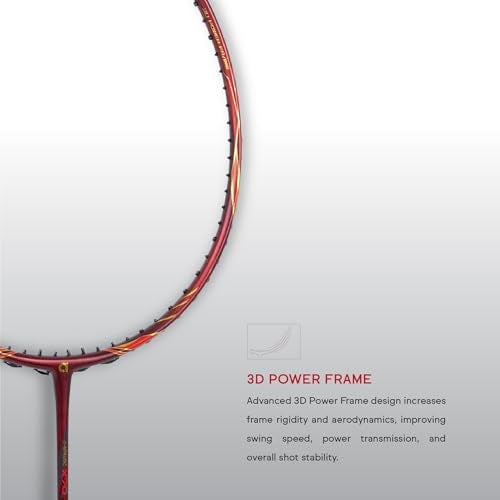 Apacs iHawk X70 (Unstrung) Full Graphite Ultra Strong Carbon Fibre (75-79g) | 35 LBS Max Tension | 3D Power Frame | Made in Vietnam Badminton Racket with Full Cover (Maroon) (All Rounder) - Image 2