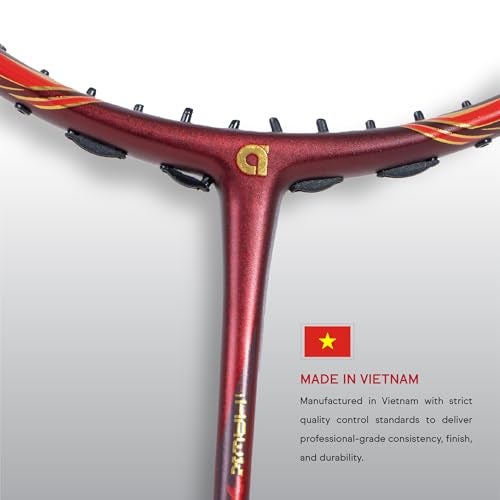Apacs iHawk X70 (Unstrung) Full Graphite Ultra Strong Carbon Fibre (75-79g) | 35 LBS Max Tension | 3D Power Frame | Made in Vietnam Badminton Racket with Full Cover (Maroon) (All Rounder) - Image 4
