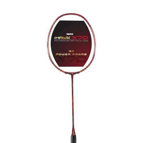 Apacs iHawk X70 (Unstrung) Full Graphite Ultra Strong Carbon Fibre (75-79g) | 35 LBS Max Tension | 3D Power Frame | Made in Vietnam Badminton Racket with Full Cover (Maroon) (All Rounder) - Image 5