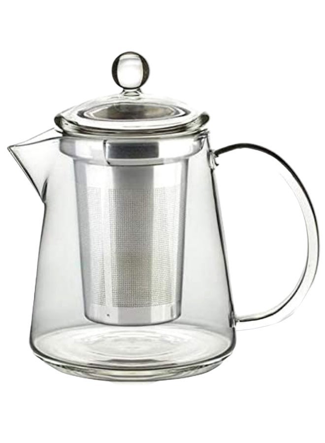 Borosilicate Glass Teapot Strainer And Lid Clear/Silver 550ml - Image 1