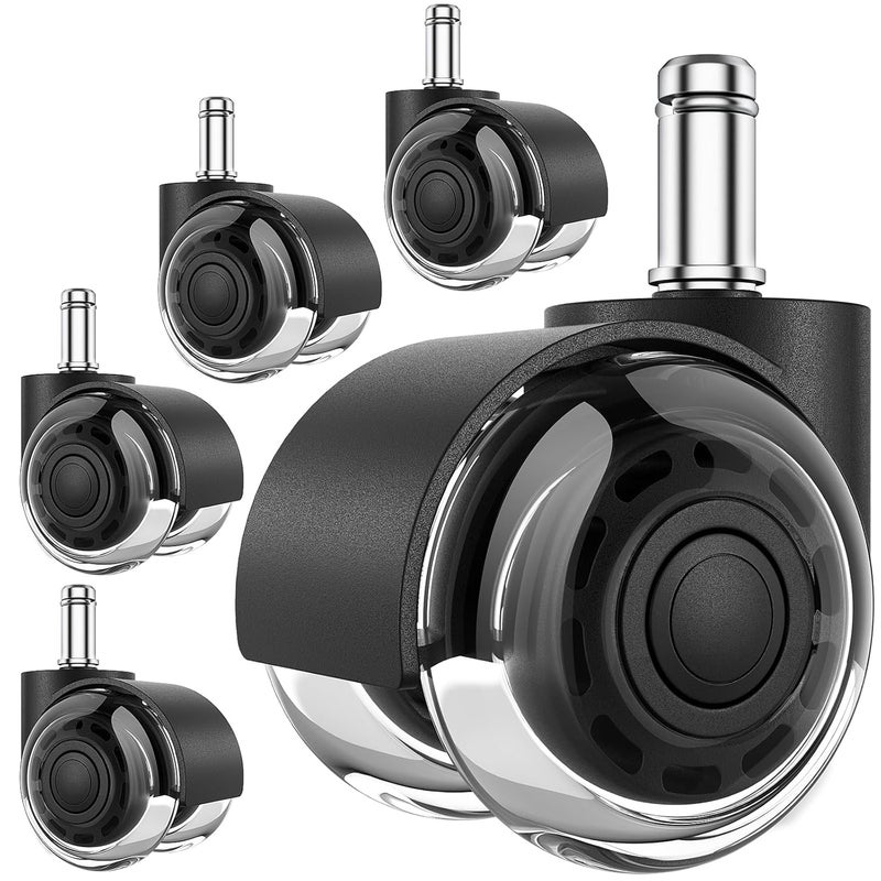 MaxGear Office Chair Wheels, 2 Inch Replacement Soft Mute Desk Caster Wheels for Work & Gaming Chair, Heavy Duty and Safe Rolling for All Floors & Hardwood, Universal Fit for 98% of Chairs, Set of 5 - Image 1