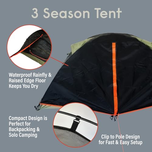 Bear Grylls 1 Person Hiking & Backpacking Tent - 3 Season Ultralight, Waterproof Tent for Camping with Rain Fly and Footprint - Black - Image 4