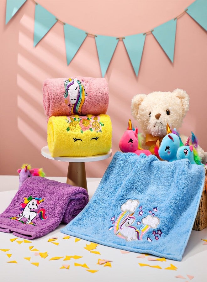 Mindsoft 4 Pcs Unicorn Hand Towels for Woman 14 x 29 Inch Cotton Colorful Bathroom Decor Absorbent Embroidered Unicorn Rainbow Bath Towels for Home Drying Cleaning Cooking Gift - Image 3