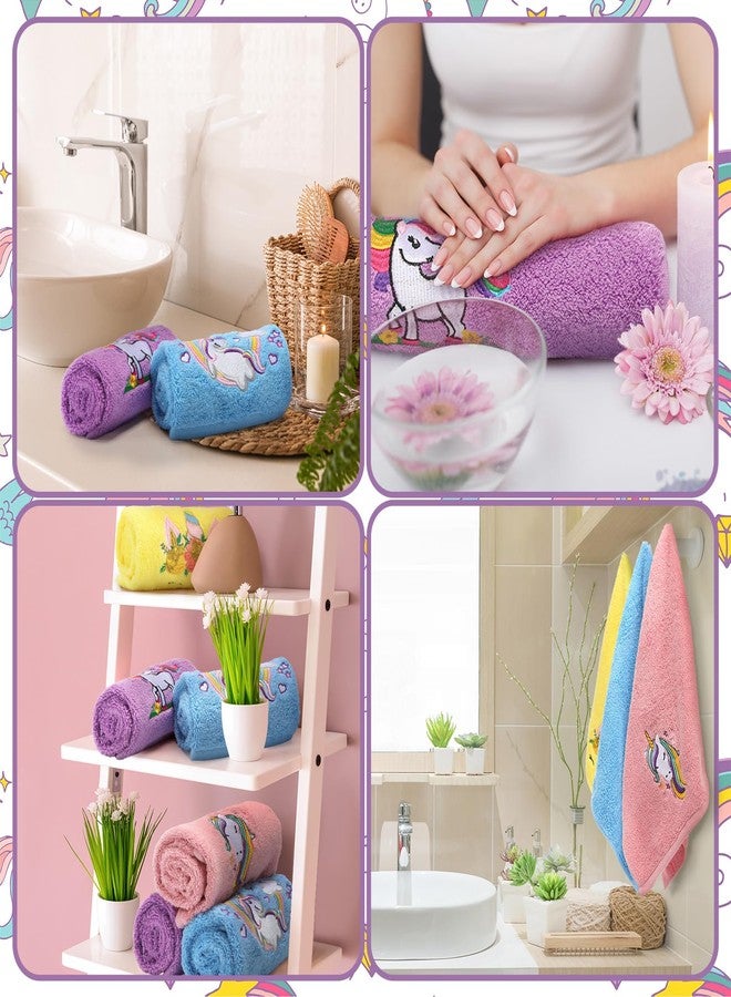 Mindsoft 4 Pcs Unicorn Hand Towels for Woman 14 x 29 Inch Cotton Colorful Bathroom Decor Absorbent Embroidered Unicorn Rainbow Bath Towels for Home Drying Cleaning Cooking Gift - Image 4