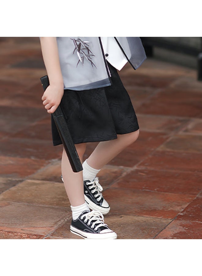 Flag Platinum Qibo Boys' Hanfu Spring And Autumn New Chinese-style Vintage Children's Traditional Clothing Bamboo Shadow Shorts (shorts Only) 100 - Image 2