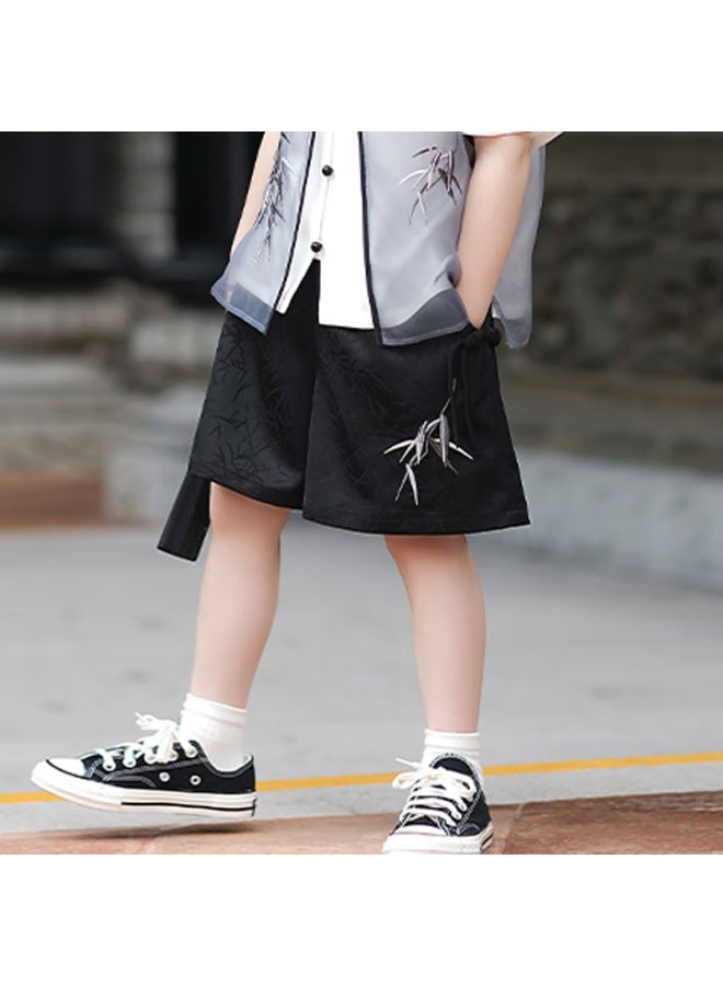 Flag Platinum Qibo Boys' Hanfu Spring And Autumn New Chinese-style Vintage Children's Traditional Clothing Bamboo Shadow Shorts (shorts Only) 100 - Image 4