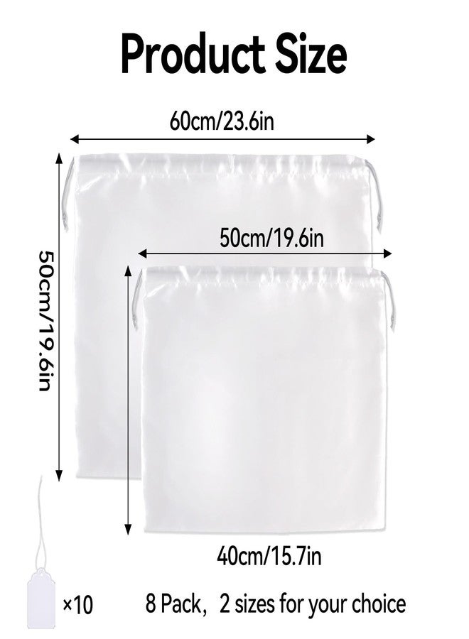 Klmnop 8 Pack Dust Bags for Handbags, Silk Dust Bag for Handbags Purses Shoes Cloth, Large & Middle Drawstring Bag with Hang Tags for Daily Travel Storage, White, Drawstring Bag - Image 2