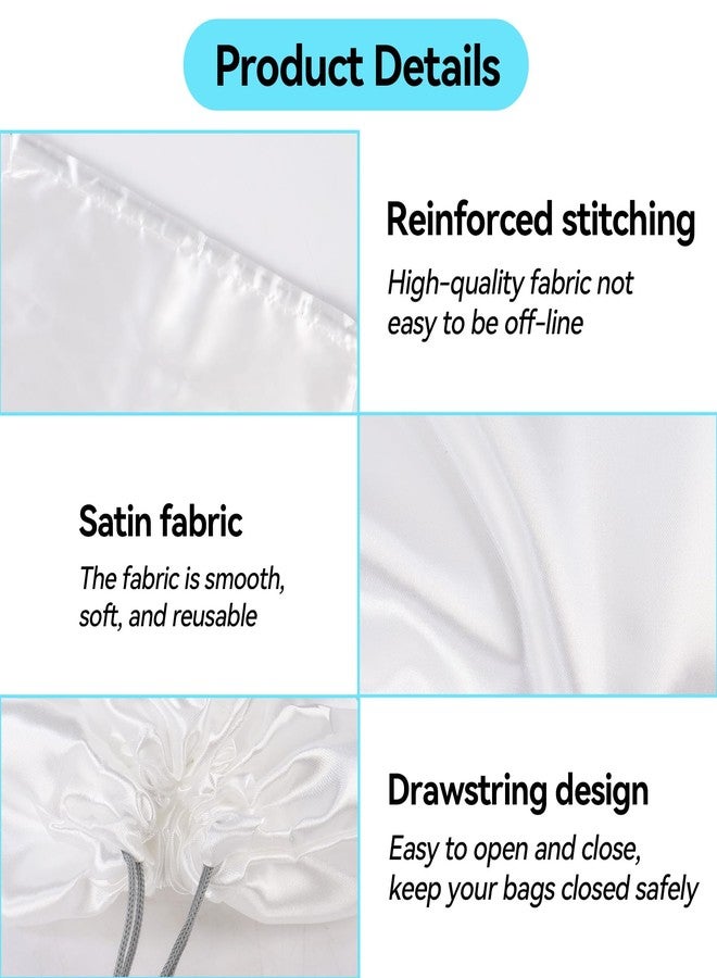 Klmnop 8 Pack Dust Bags for Handbags, Silk Dust Bag for Handbags Purses Shoes Cloth, Large & Middle Drawstring Bag with Hang Tags for Daily Travel Storage, White, Drawstring Bag - Image 3
