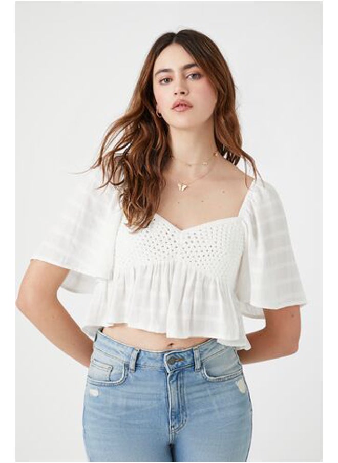 FOREVER 21 - Plaid Crochet Crop Top - Image 1