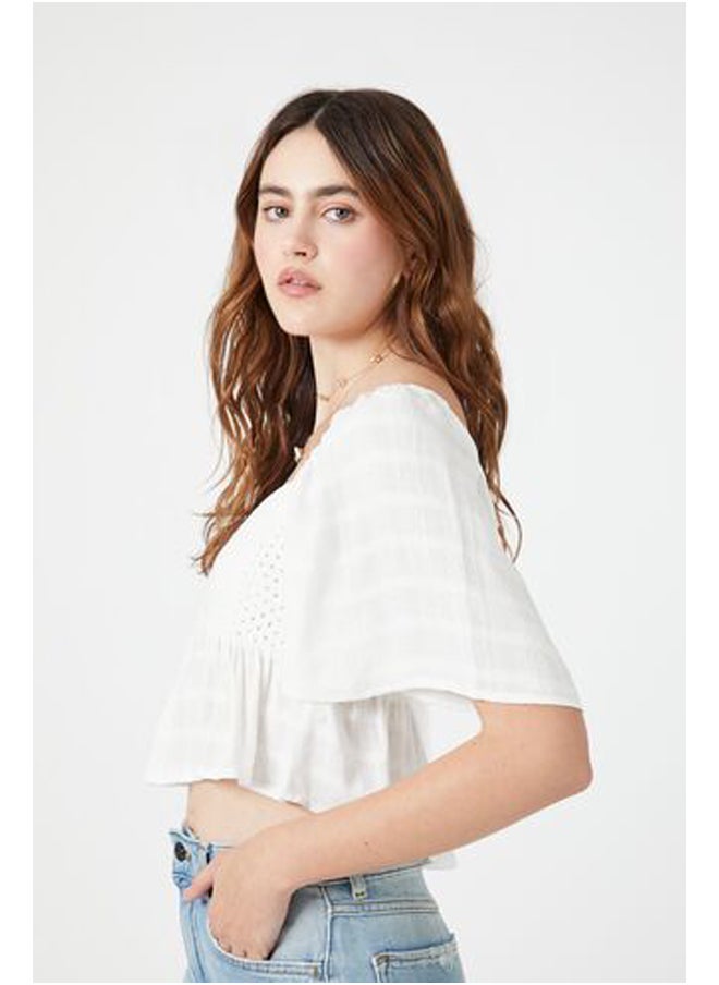 FOREVER 21 - Plaid Crochet Crop Top - Image 1